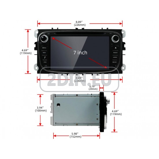 FORD Mondeo, Focus, S-Max, C-Max, Galaxy - МУЛТИМЕДИЯ / Навигация android 16 DVD черна + DSP + CARPLAY + ANDROID AUTO